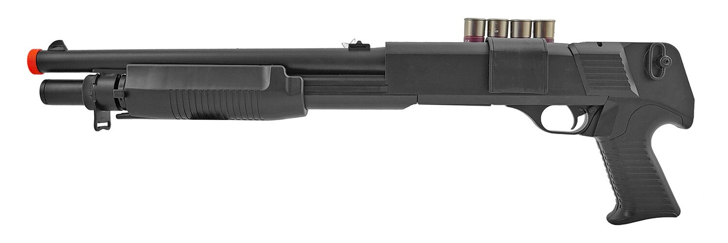 UKArms M183A1 Spring-Powered Airsoft Pump-Action Shotgun Black Imitation Shells