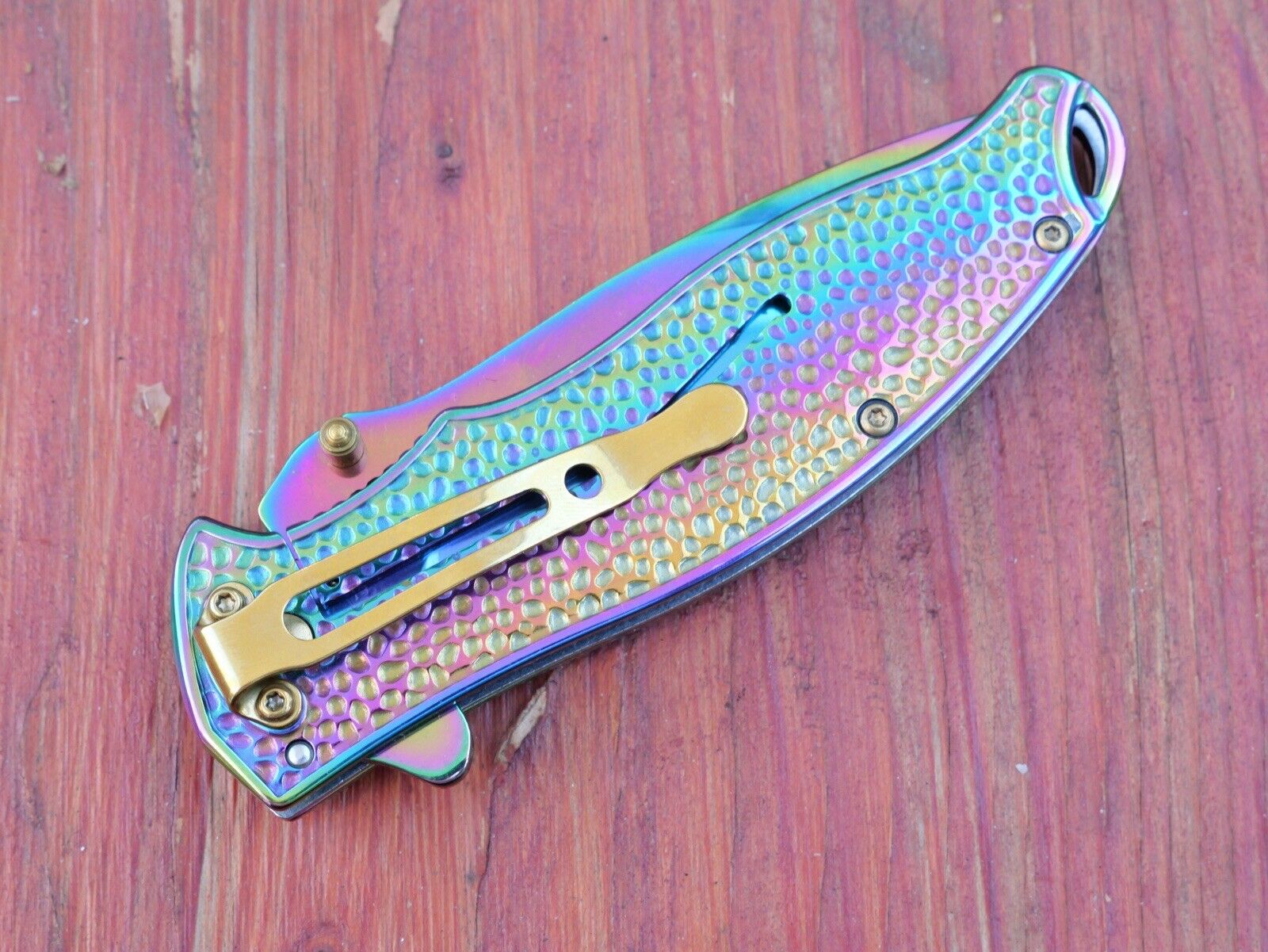 Mermaid Pocket Knife Full Size 3D Metal Handle Sharp TI Coated Spring Assist Edc