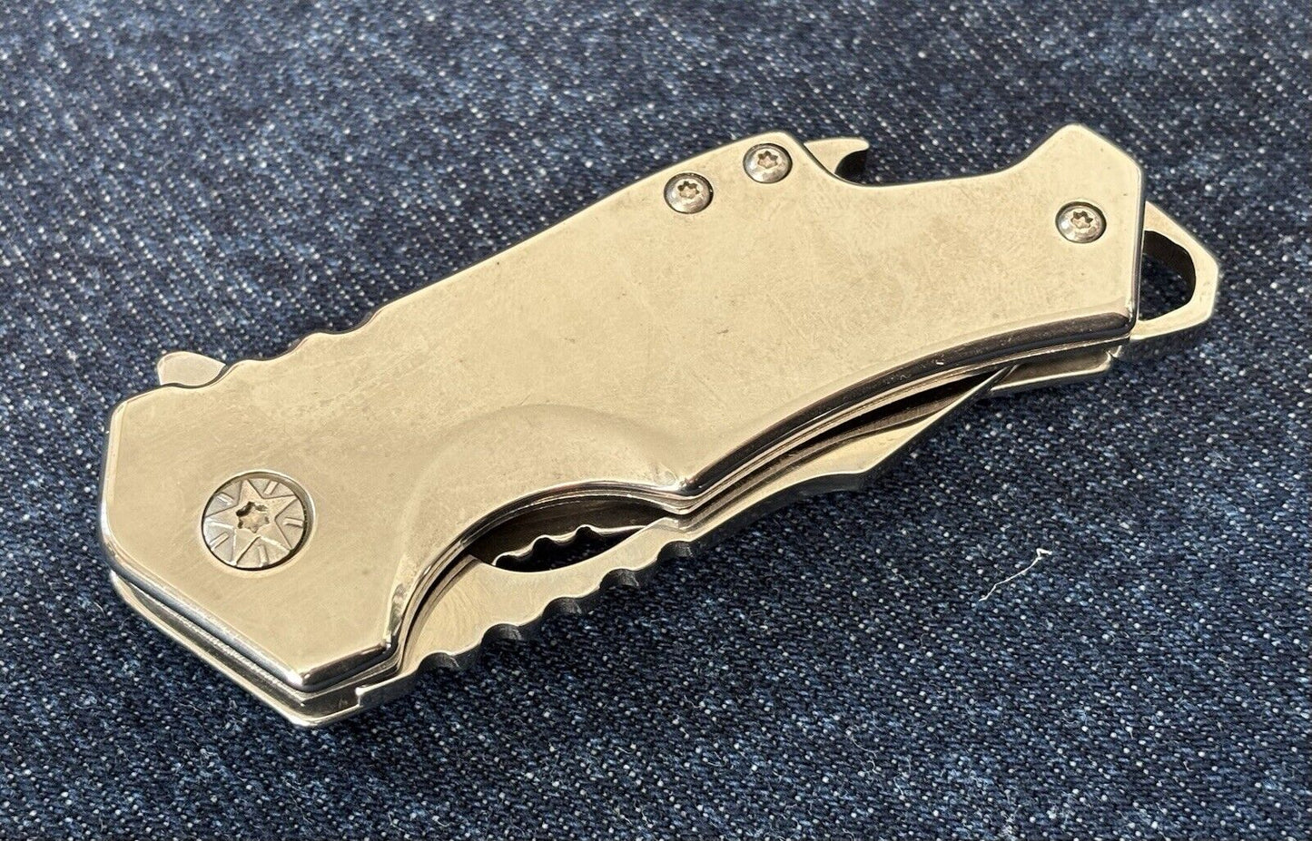 Mini Chrome Pocket Knife Compact Edc Spring Assisted 2” Blade All Metal Silver