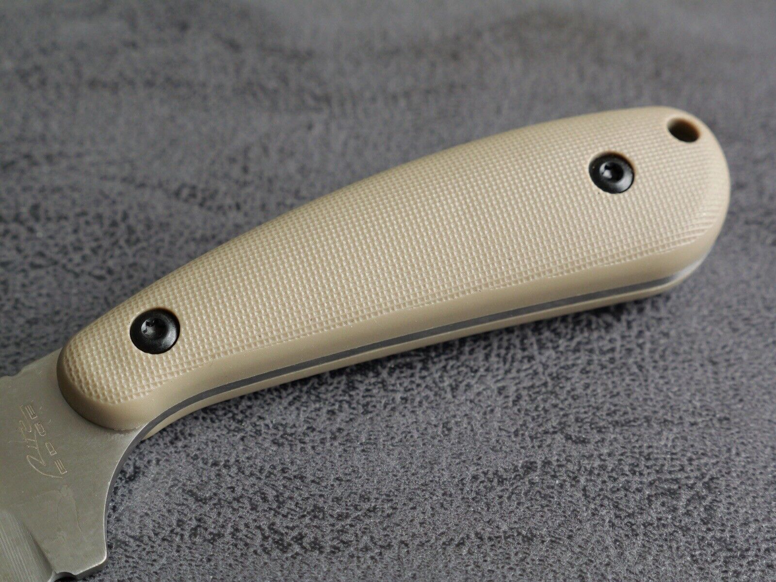 7” Mini Fixed Blade Knife Heavy Duty Full Tang Nylon Sheath Tan Scales Tactical