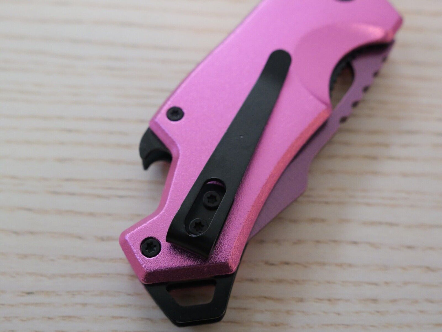 Hot Pink Pocket Knife Spring Assisted Black Ladies Self Defense Girly Medium EDC
