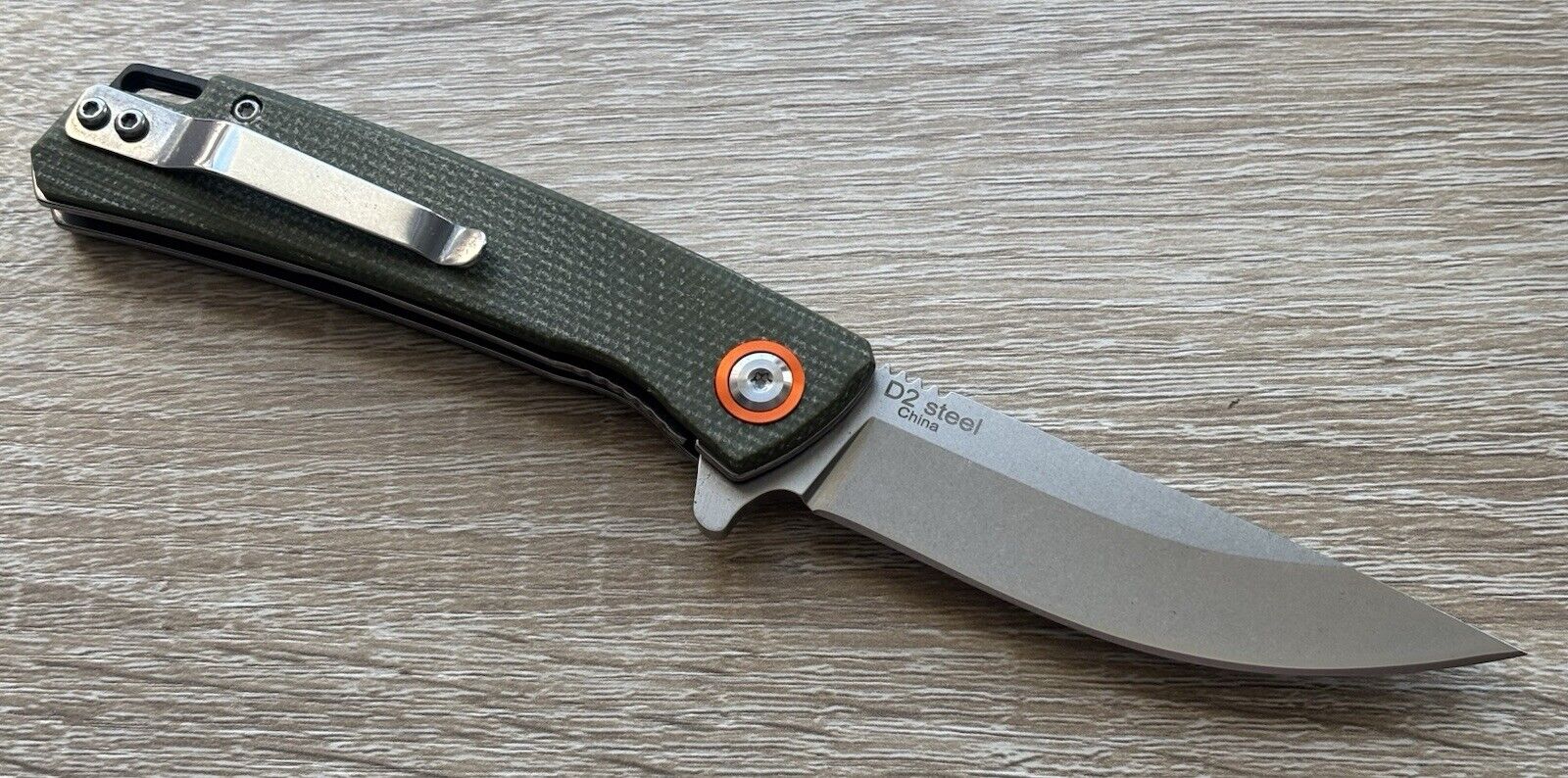 7” Pocket Knife High Quality D2 Steel Ball Bearing Micarta Handle Green Smooth