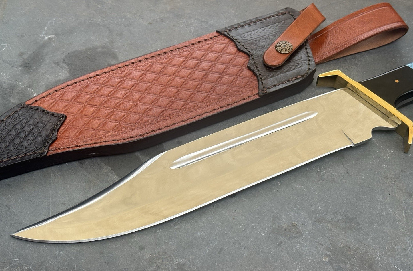 17” Bowie Knife MEGA XL Full Tang Brass Guard Heavy Duty Rambo Turquoise
