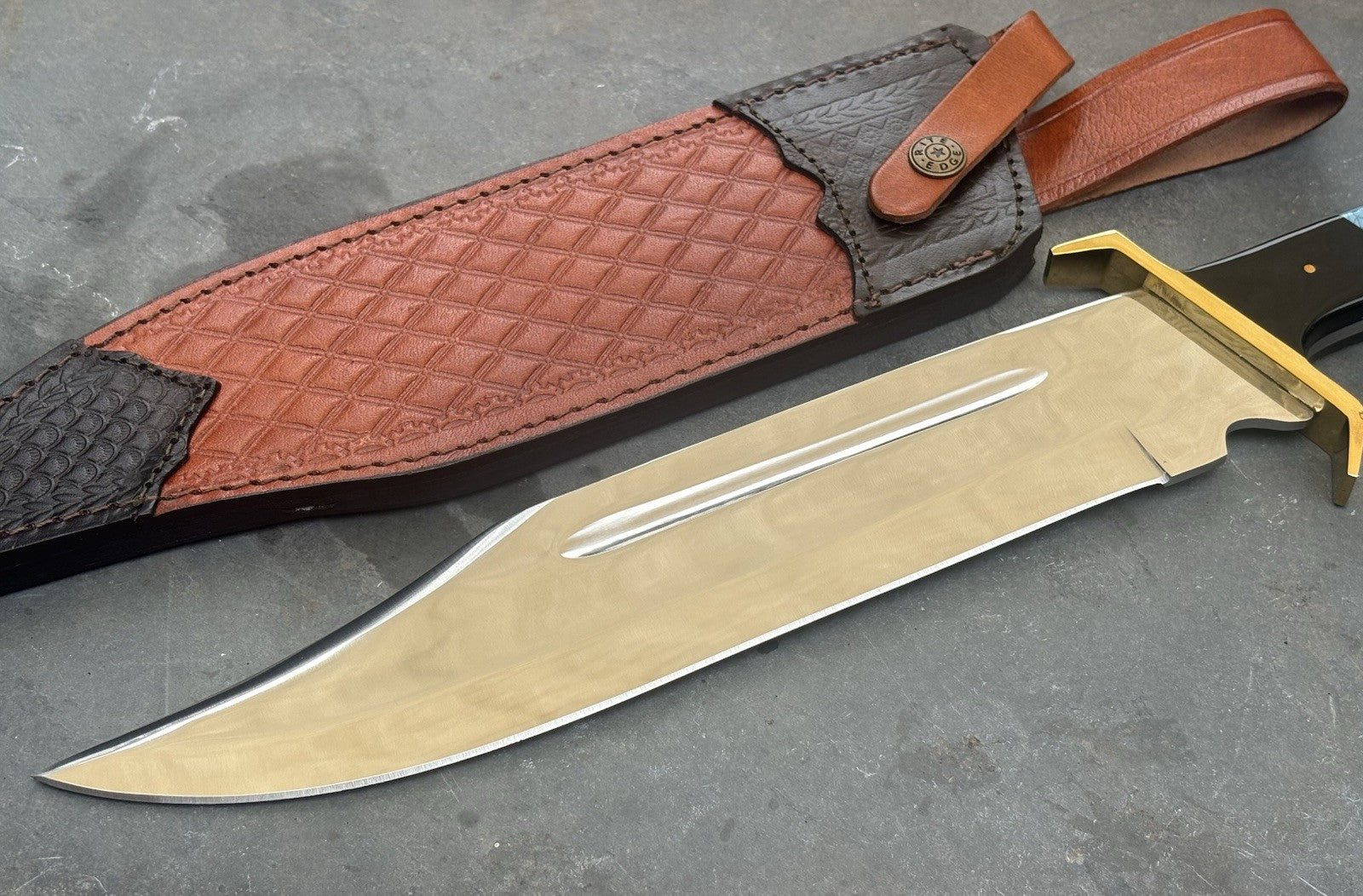 17” Bowie Knife MEGA XL Full Tang Brass Guard Heavy Duty Rambo Turquoise