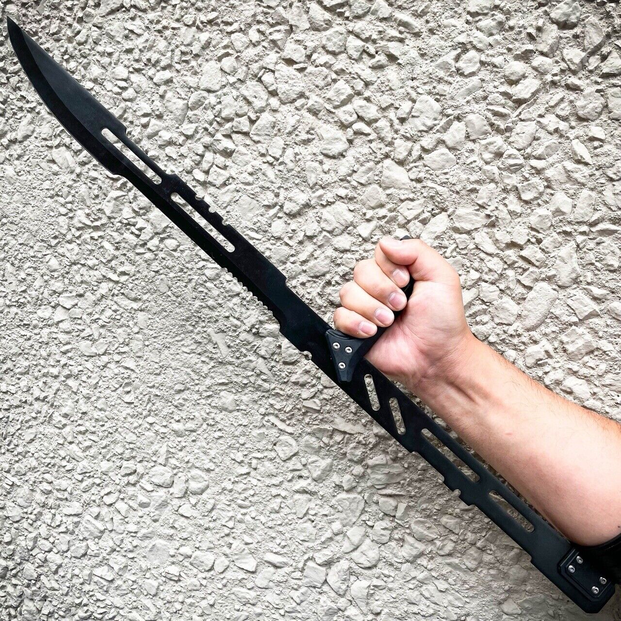 27.5" LARGE VAMPIRE BLOODRAYNE TACTICAL BLACK NINJA SWORD SERRATED SHARP EDGE