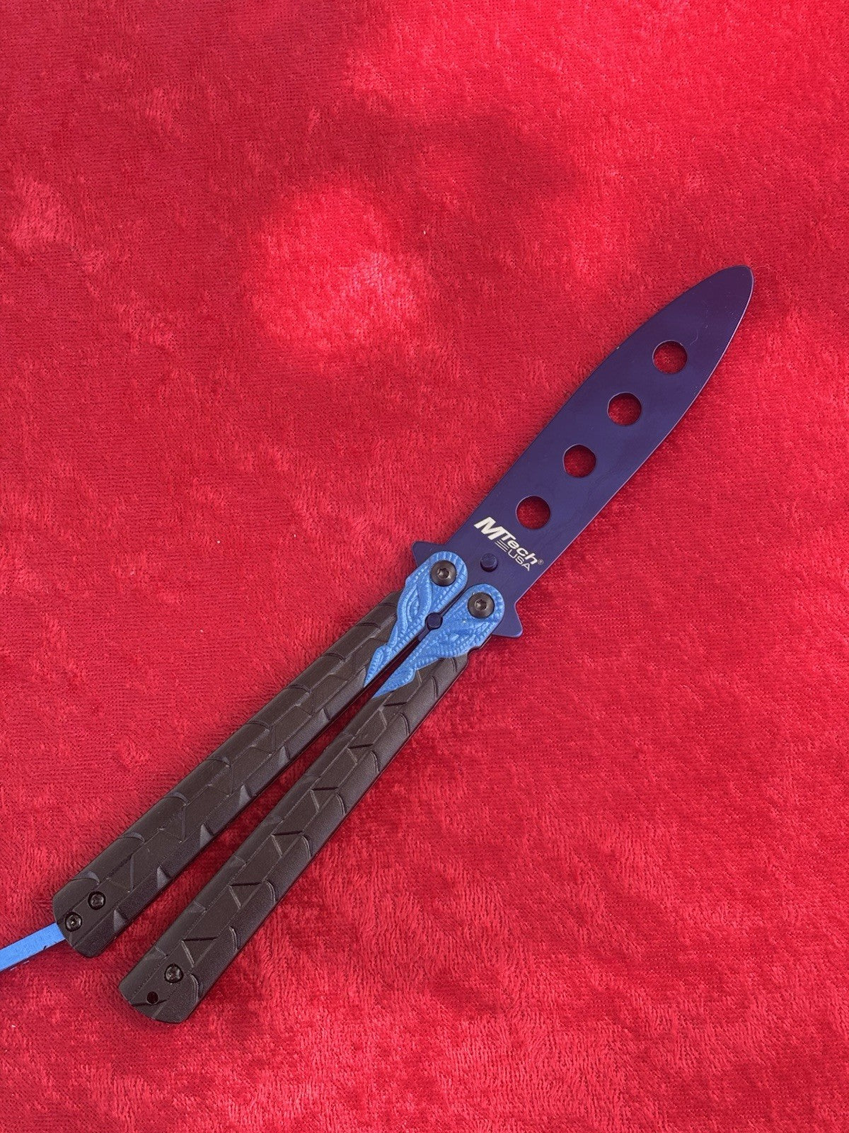 5.5" TRAINING BUTTERFLY Balisong Practice Blue Gradient Flip Trick Toy Blunt