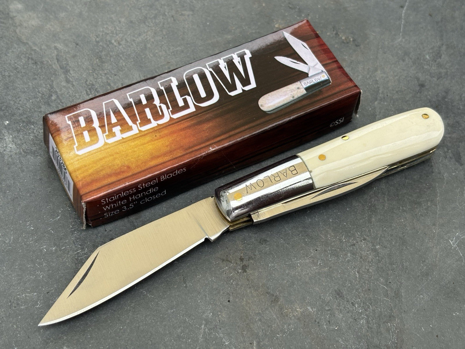 Barlow Vintage Retro Pocket Knife 2 Blades Sharp Stainless Steel White Handle