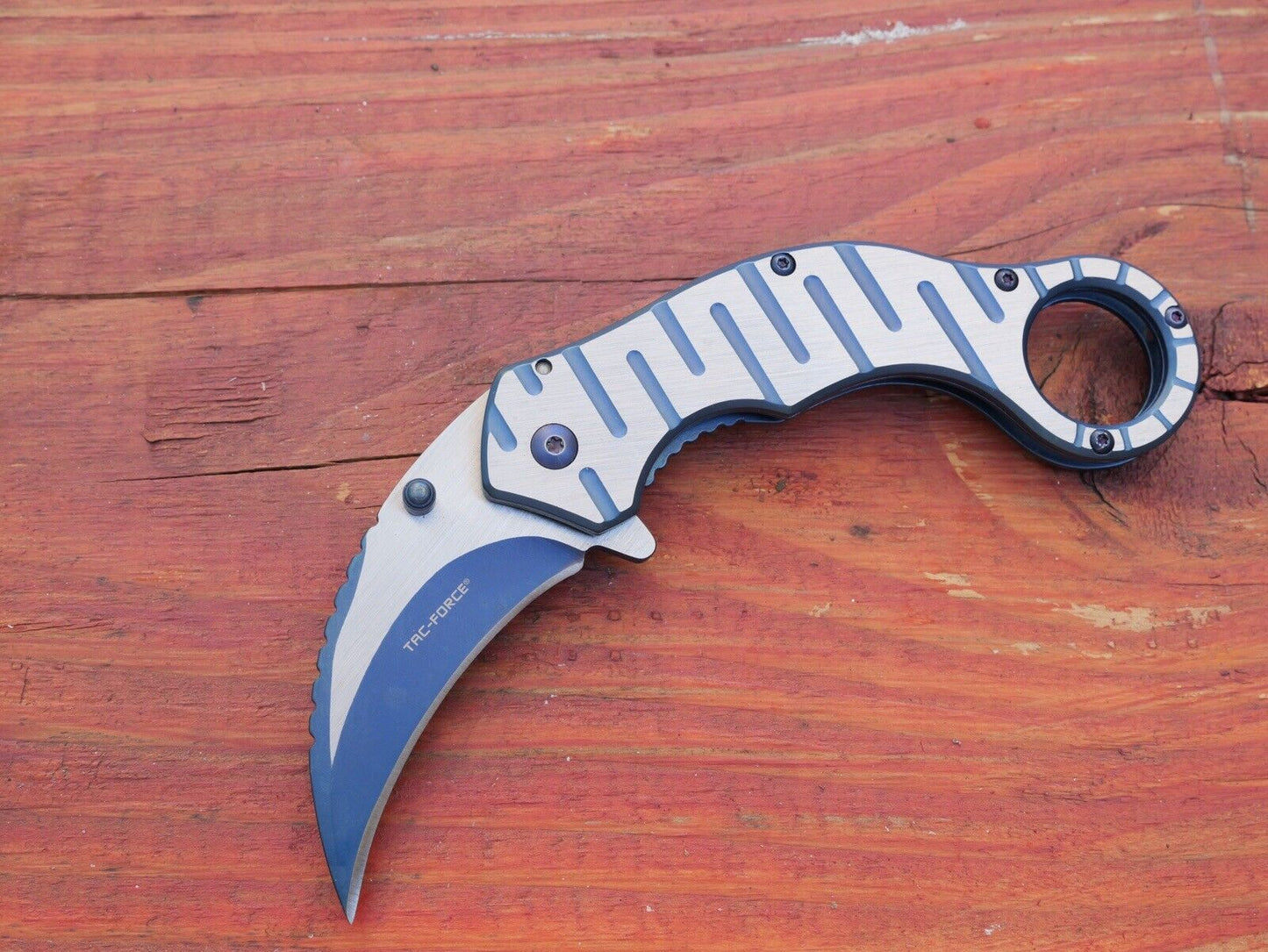 Metal Karambit Folding Pocket Knife Frame Lock Heavy Duty Spring Assist Blue