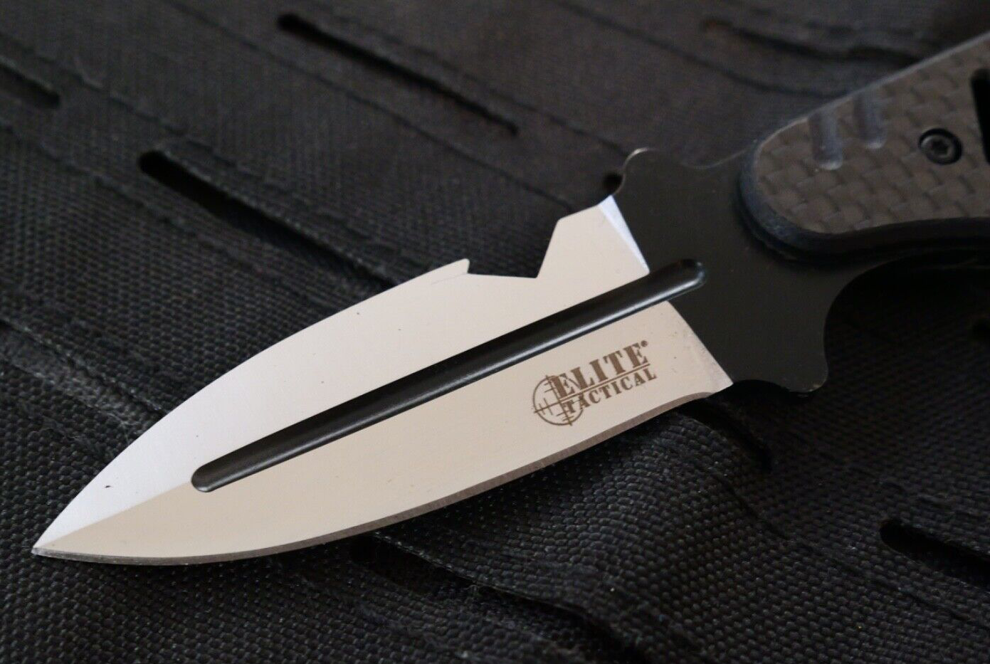 Tactical Neck Knife D2 Steel Black Carbon Fiber Handle Kydex Sheath Full Tang 8"