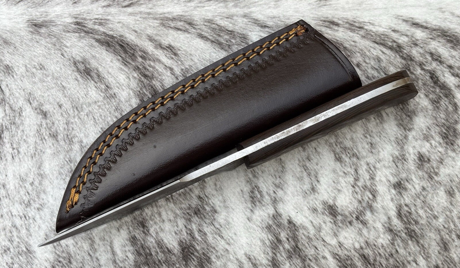 9” Fixed Blade Knife Hand Forged Carbon Steel Black Full Tang Leather Sheath Edc