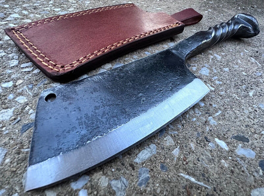 Tactical Cleaver Forged Indestructible Carbon Steel Sharp Rustic Artisan 9"