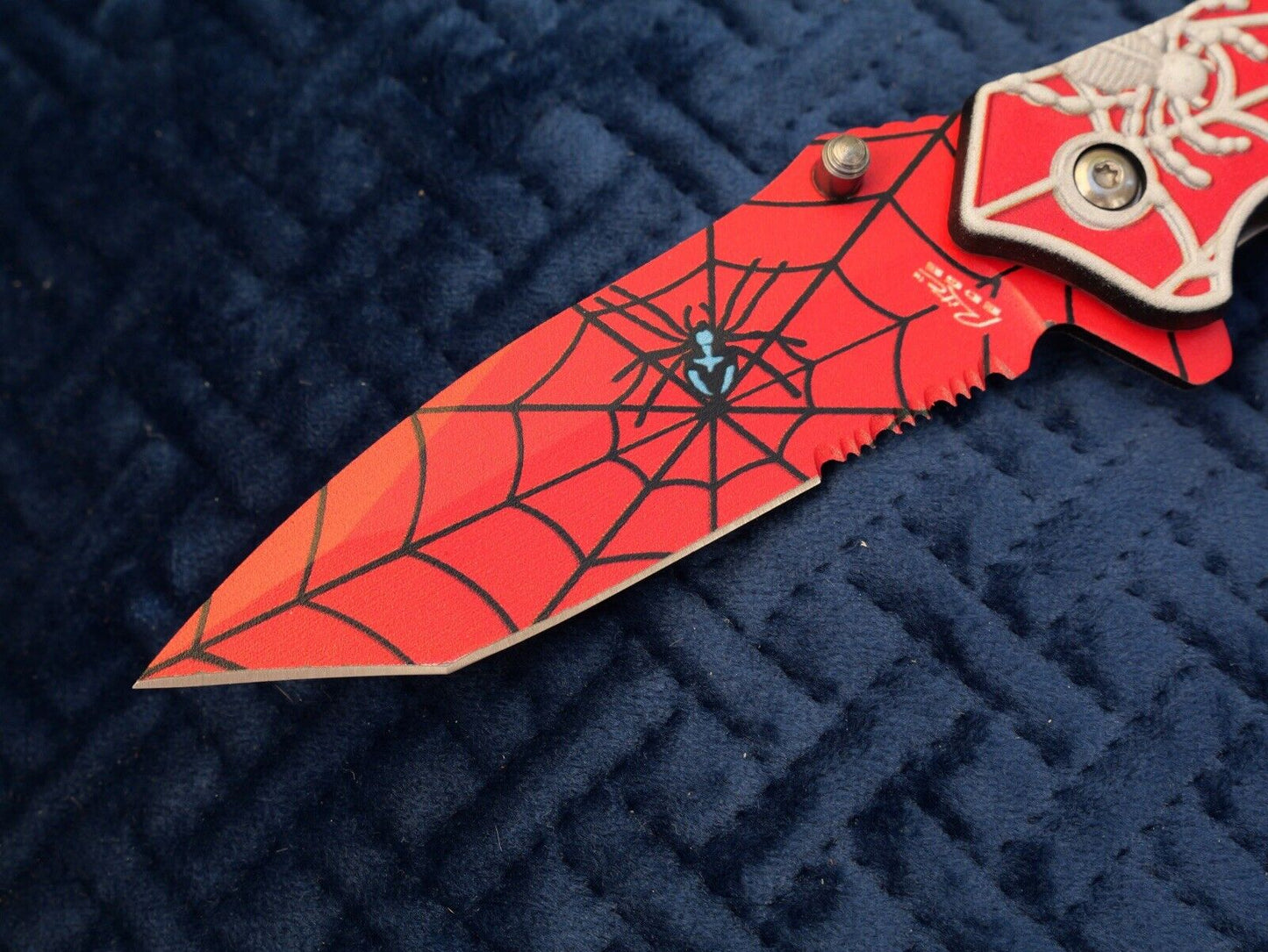 Red Pocket Knife Tanto Spider Web Window Punch Seat Belt Cutter Assisted Sharp