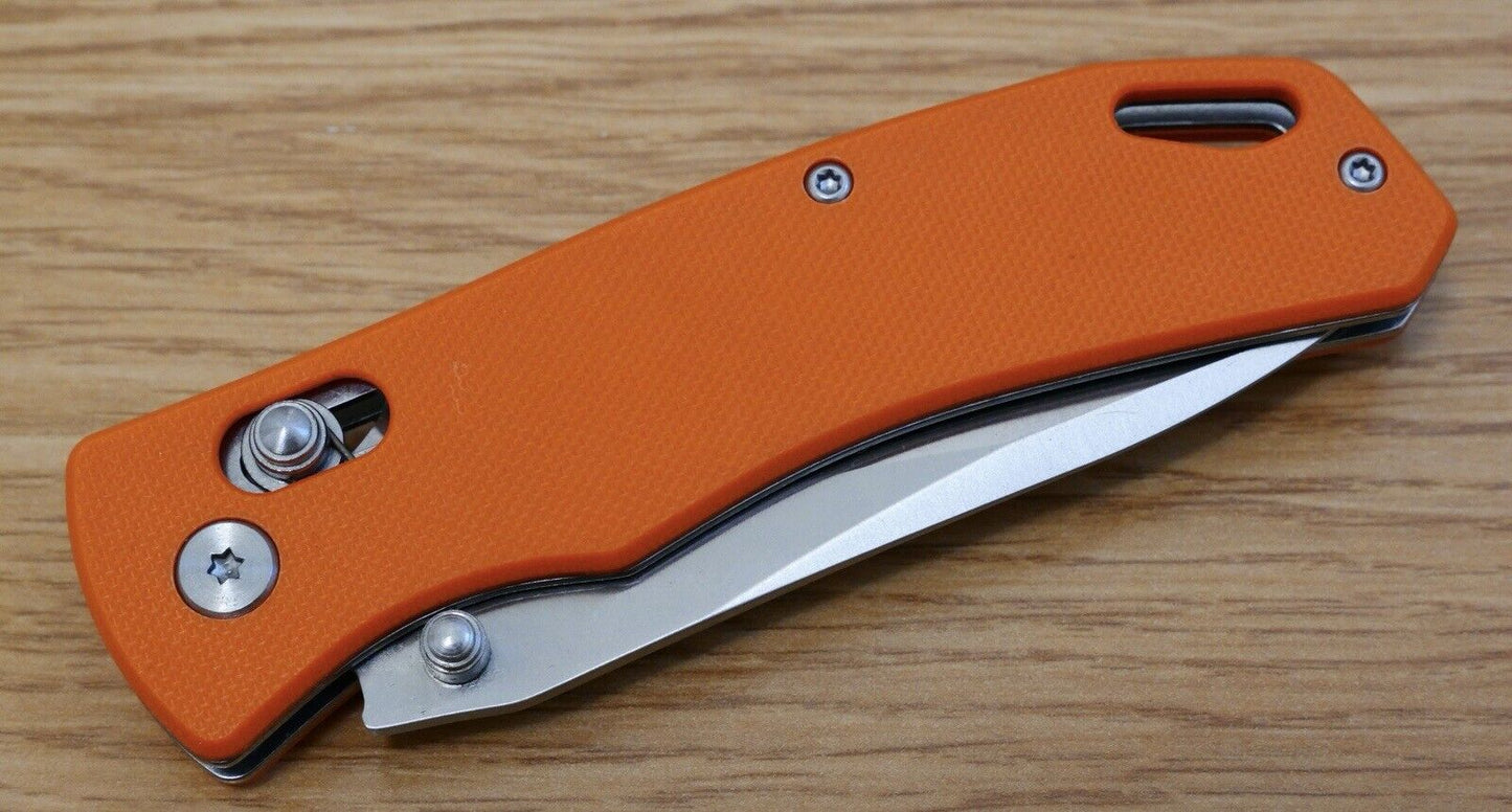 Full Size Folding Pocket Knife Safety Orange Work Knife Deep Carry Clip 8CR13