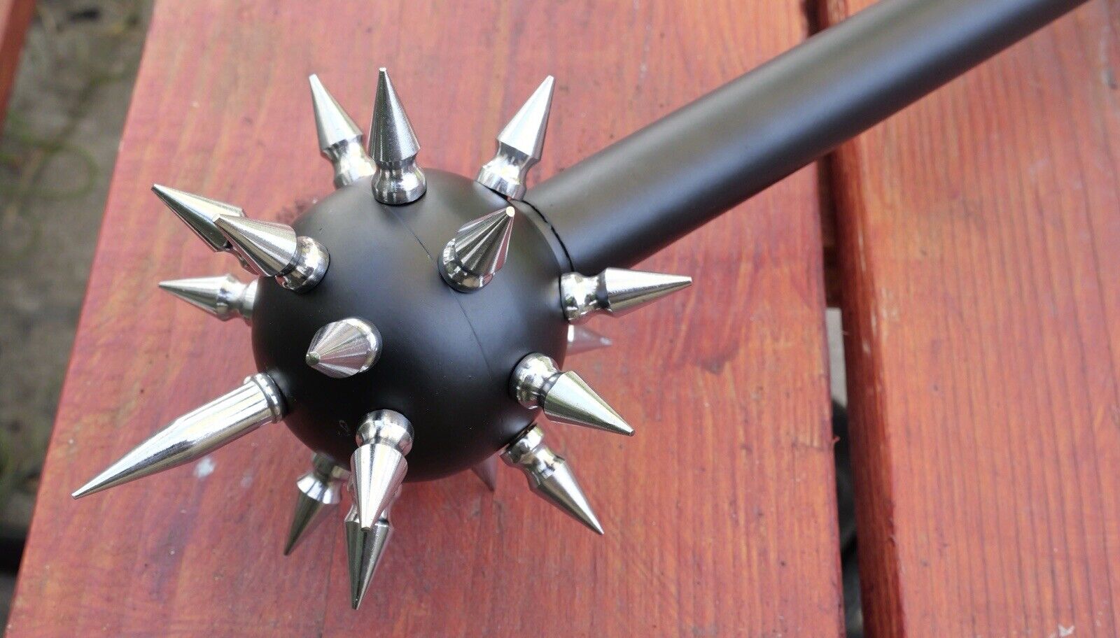 Medieval Spiked Ball Mace Silver Morning Star Chrome Black 36” Middle Ages Club