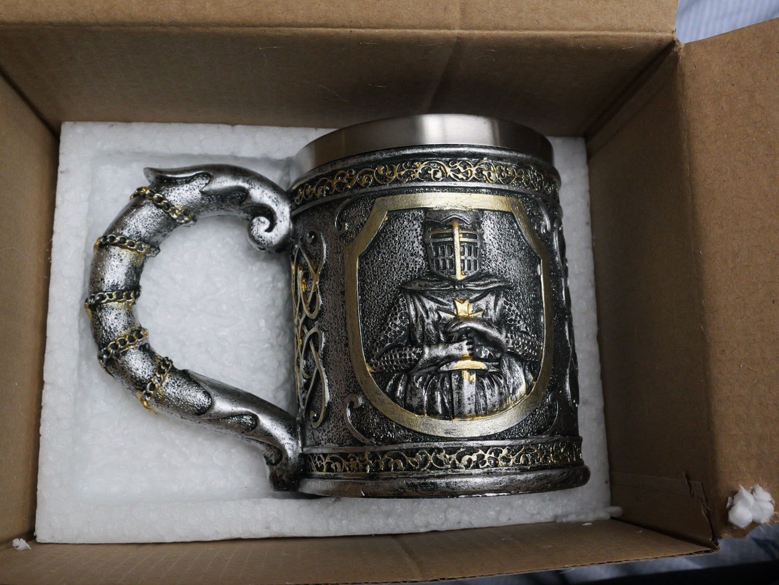 Knights Templar Mug Rustic Medieval Feast 550ML Stainless Steel Tankard Cup