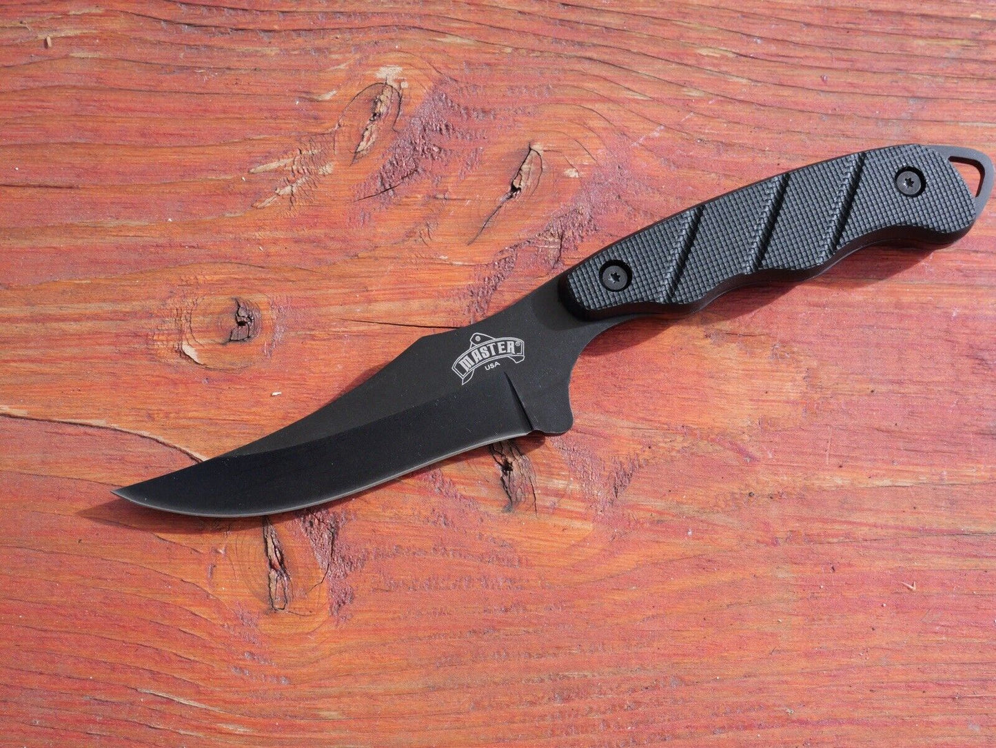 9” Combat Knife Stealth Black Tactical Sheath Full Tang Trailing Point