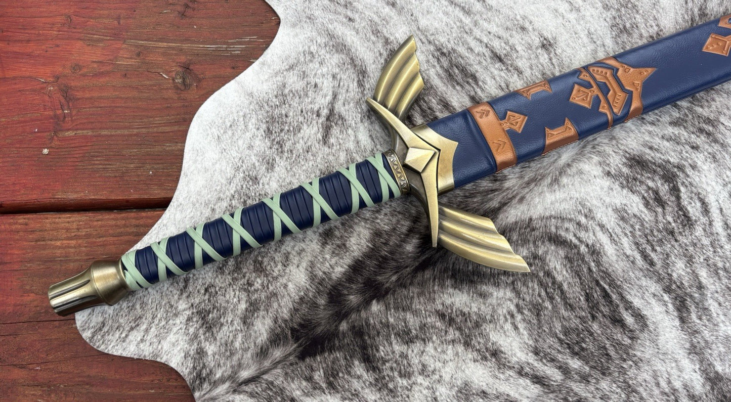 49" LARGE 1:1 Legend of Zelda Master Sword Skyward Replica Blade Blue Link Hyrul