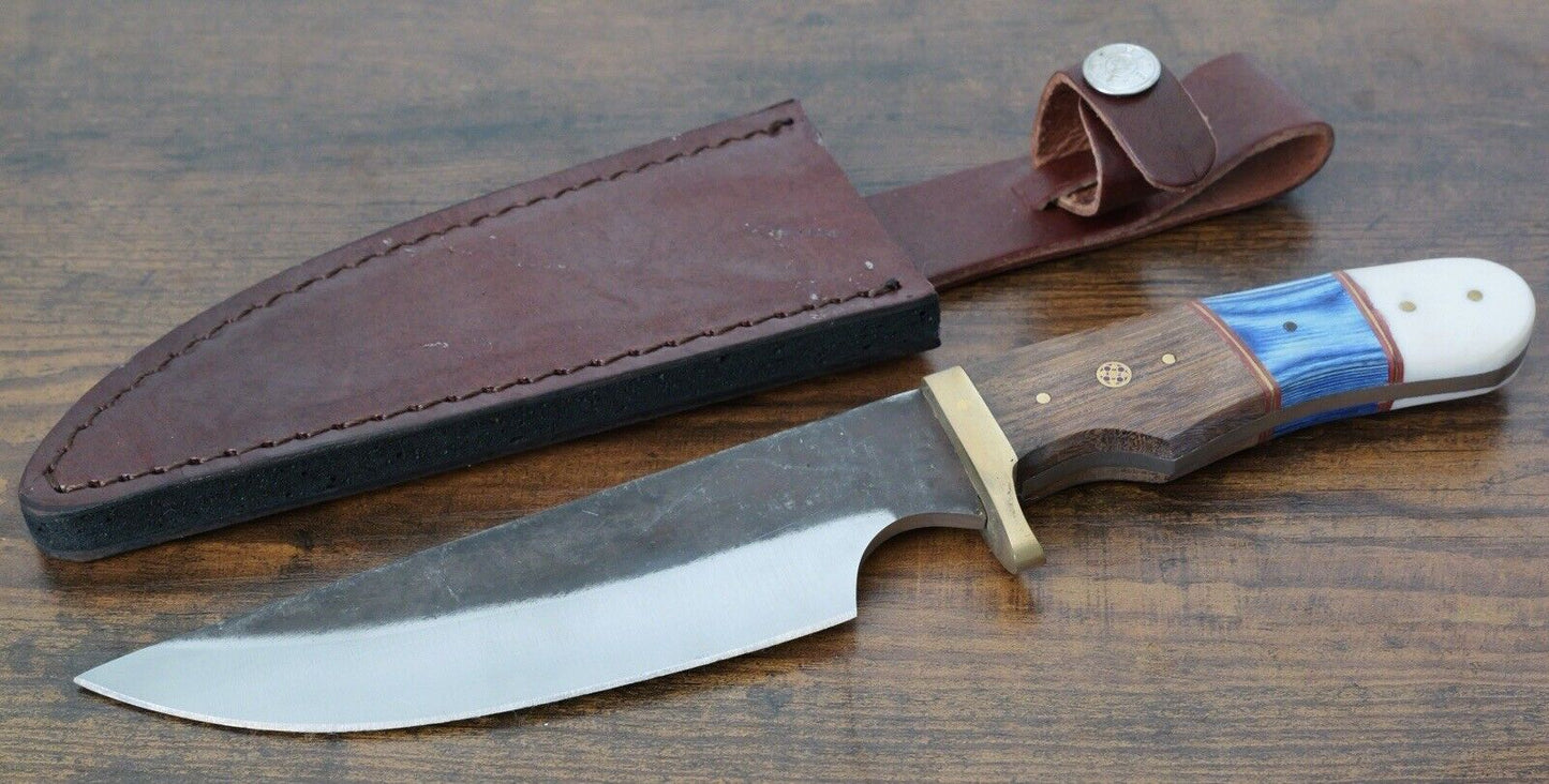 11” Fixed Blade Knife Carbon Steel Full Tang Hand Forged 8mm Thick Sheath