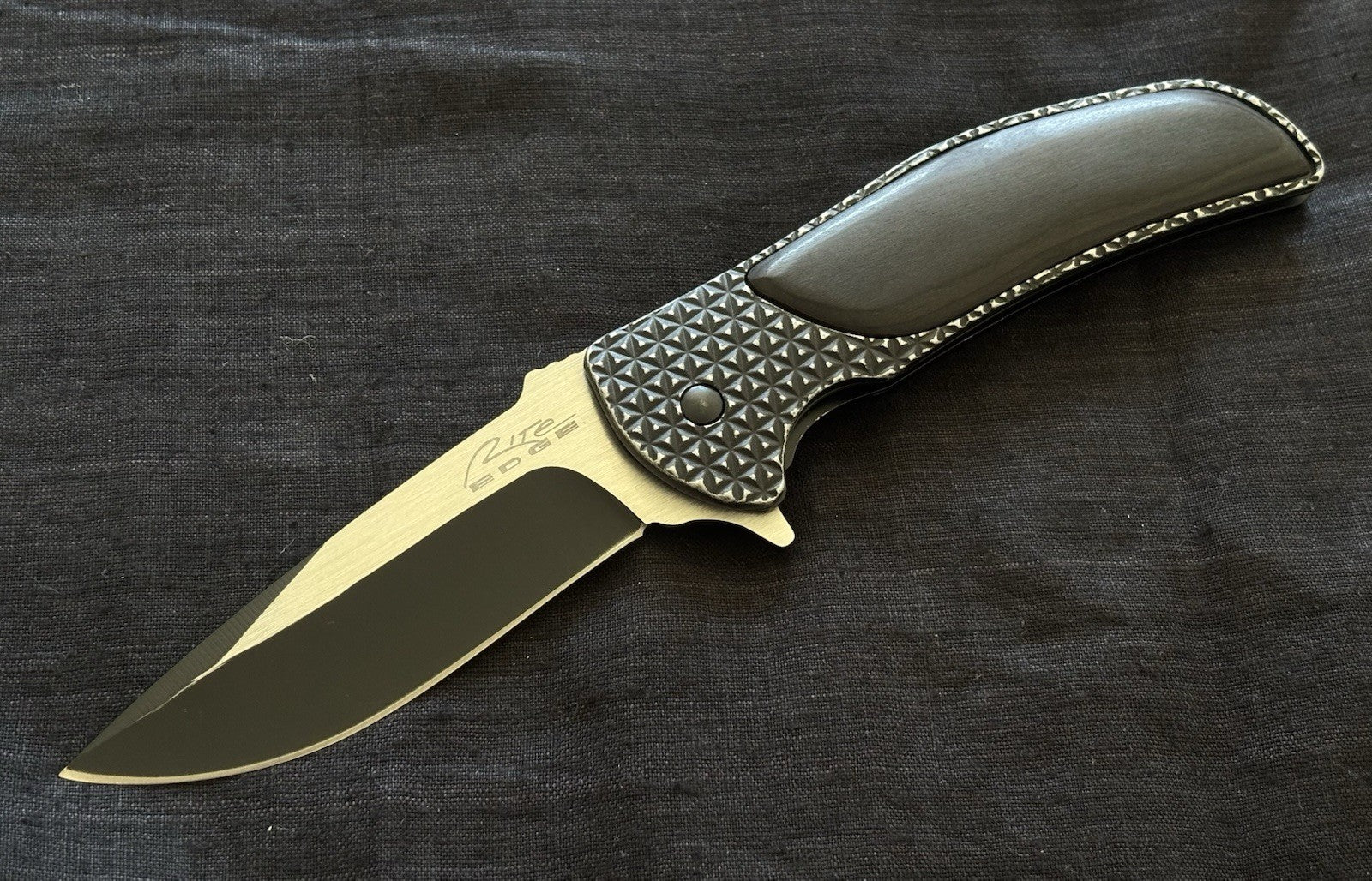 Classic Pocket Knife Full Size Spring Assist Black Wood Handle Sharp Belt Clip