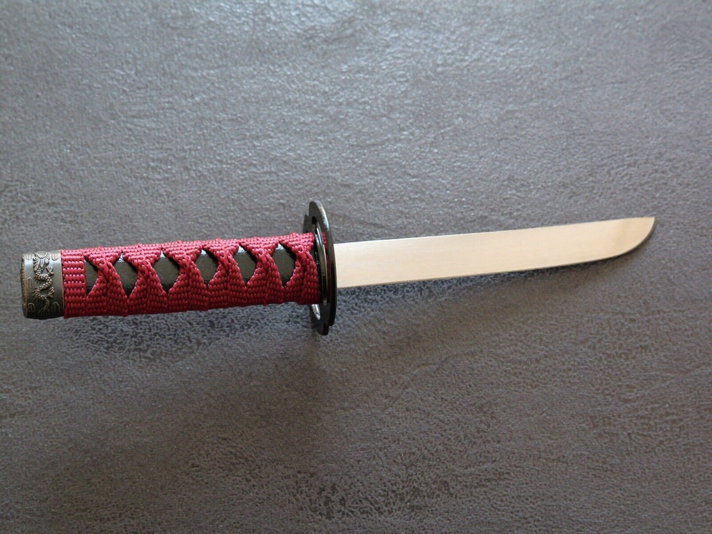 9” Mini Katana Samurai Sword With Table Stand Red Stainless Steel Blade Tanto