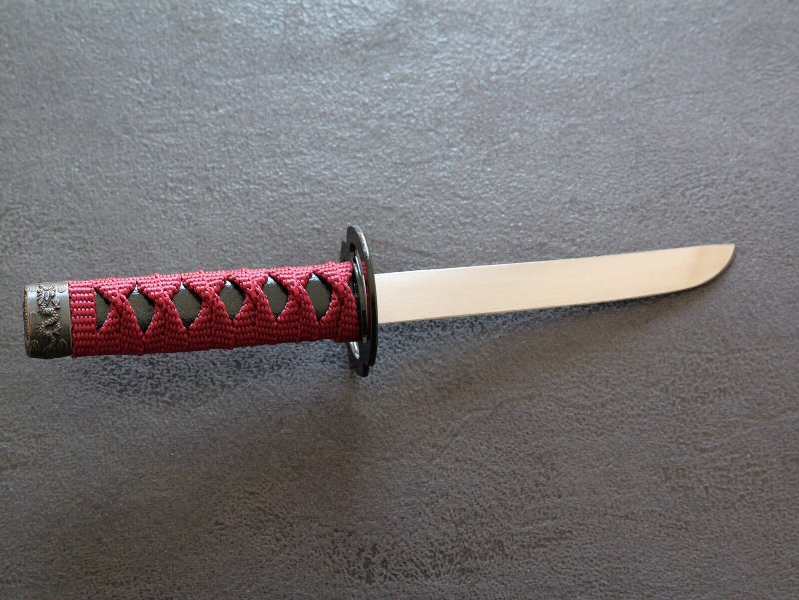 9” Mini Katana Samurai Sword With Table Stand Red Stainless Steel Blade Tanto