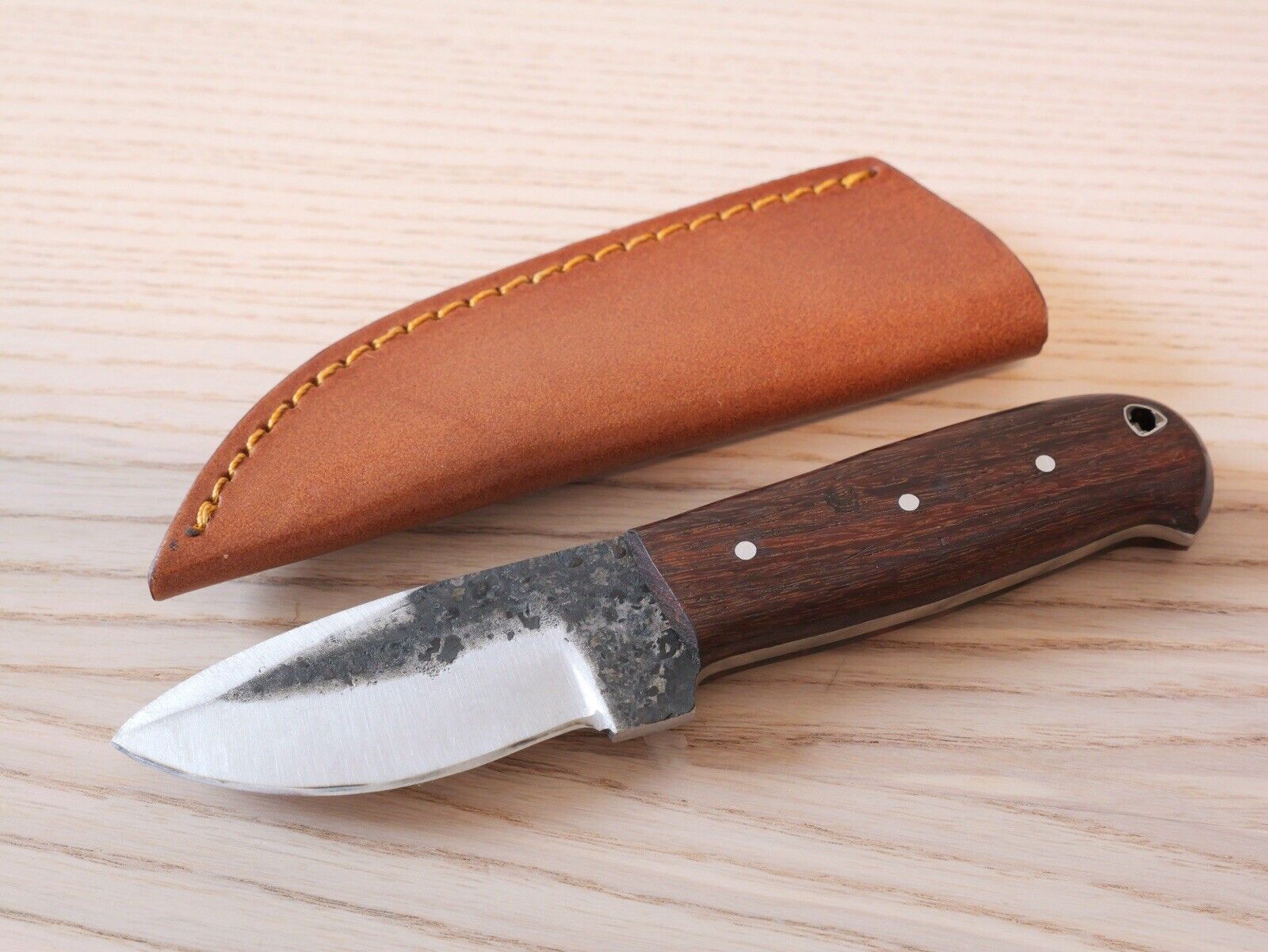 7” Carbon Steel Fixed Blade Knife Mini Full Tang Indestructible Leather Sheath