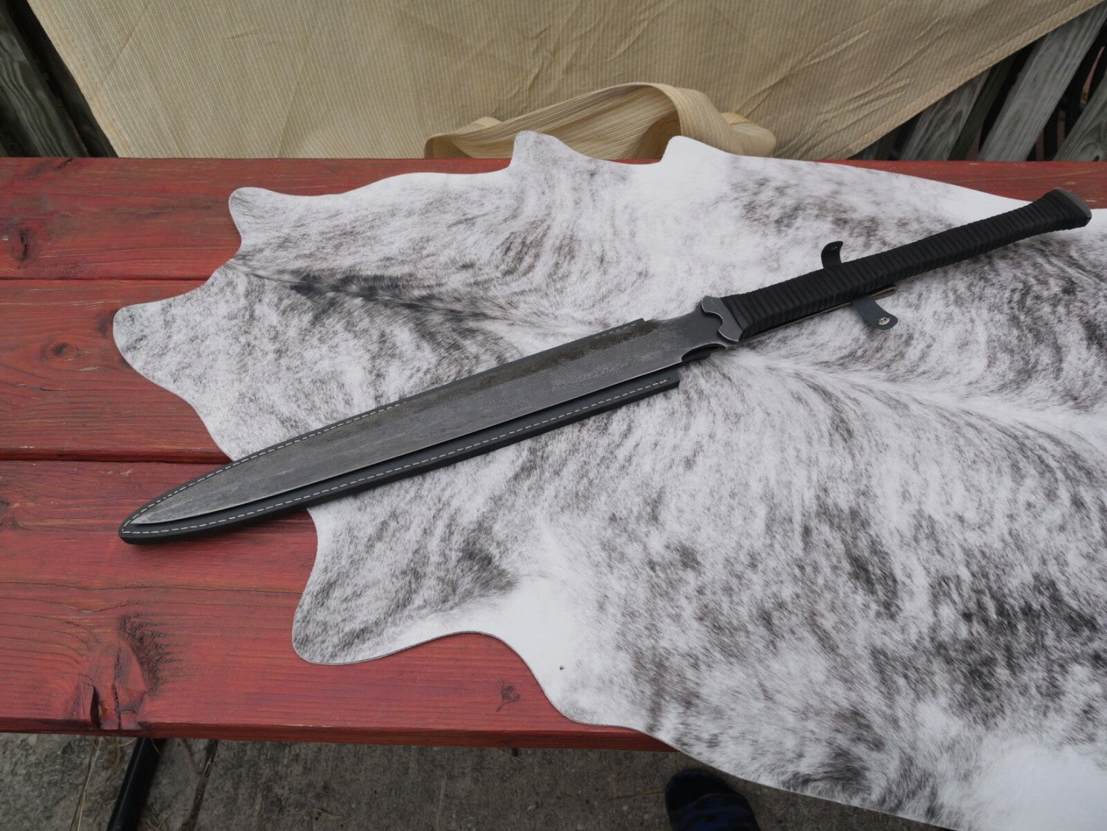 40" Shadow Spear Sharp Full Tang Battle Ready Manganease Steel 23" Blade Sheath