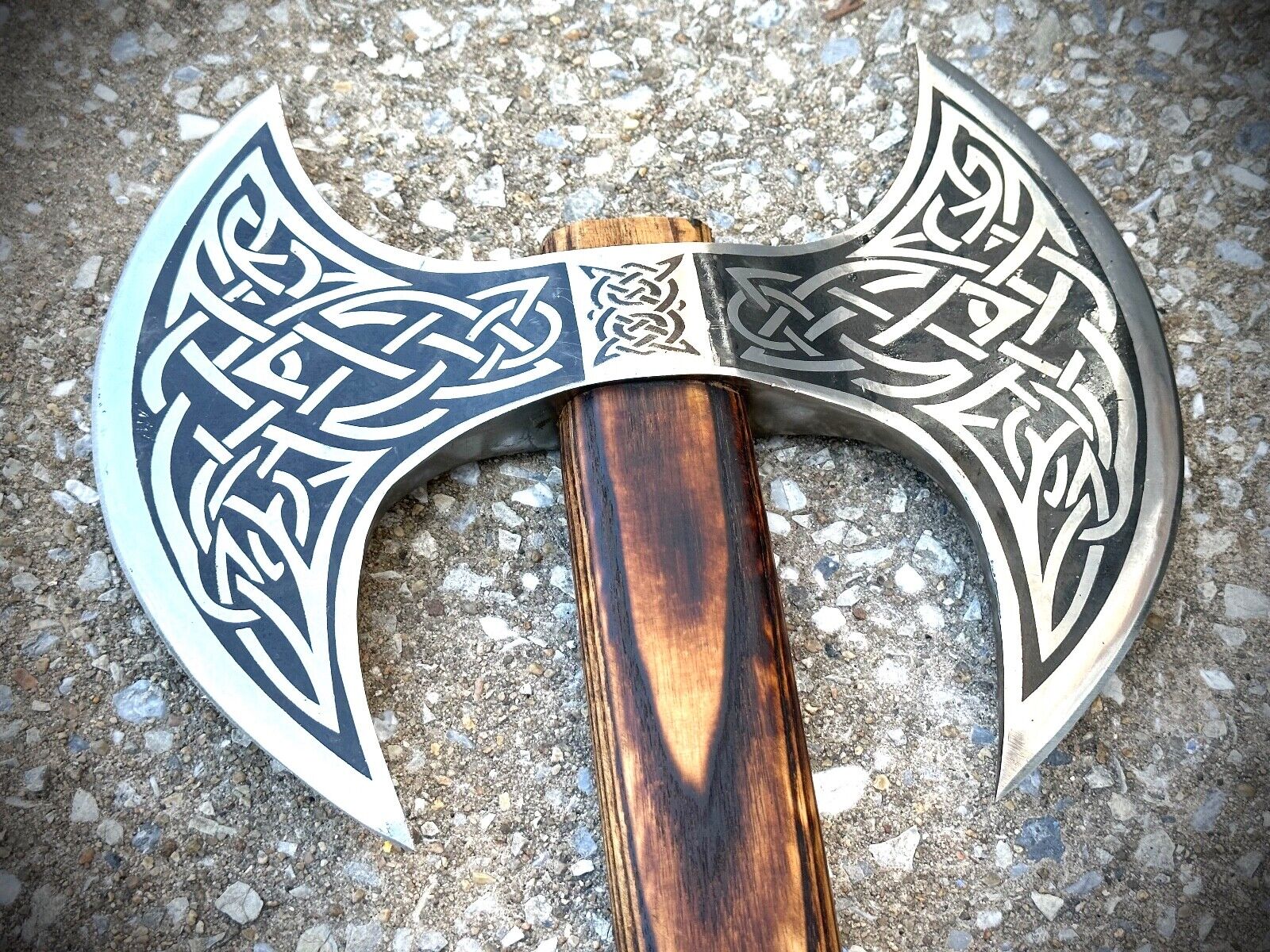 33" Battle Axe Double Edge Sharp Viking Medieval Celtic Sheath Thick Gauge