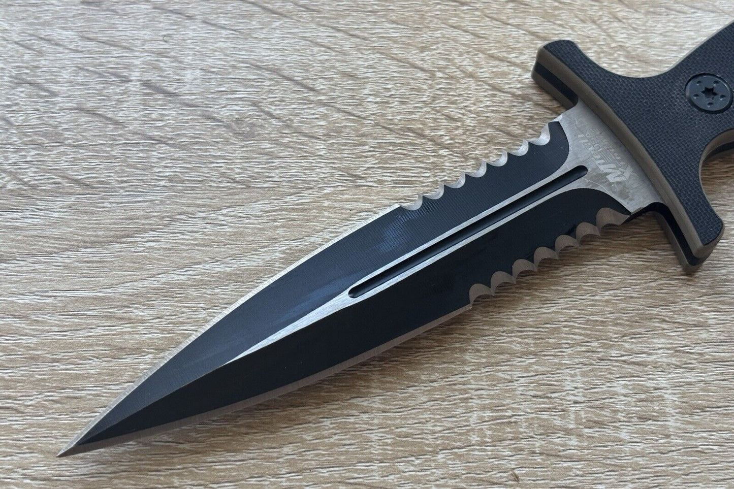 9” Boot Knife Heavy Duty Full Tang Spear Point Stealth Black Leather Sheath 