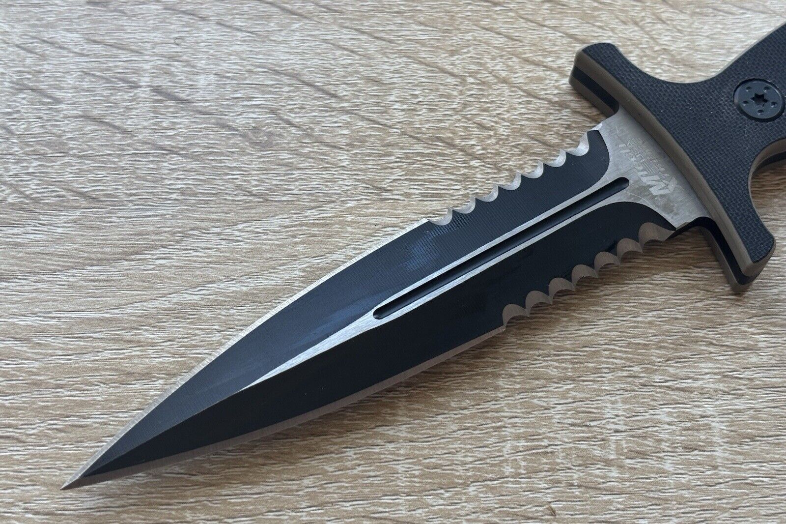 9” Boot Knife Heavy Duty Full Tang Spear Point Stealth Black Leather Sheath 