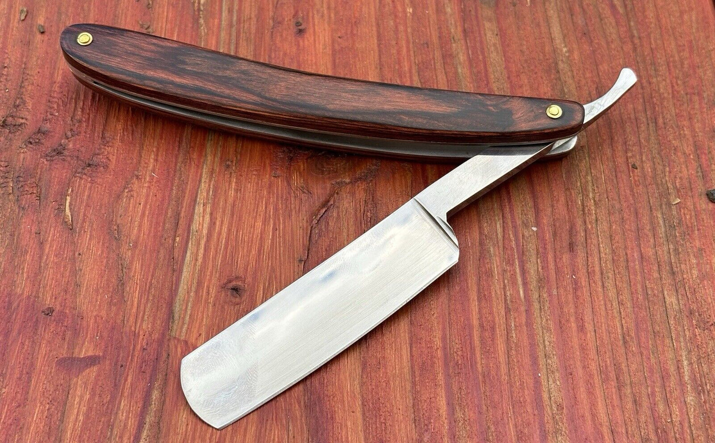 OG Vintage Shaving Straight Razor Chrome Mirror Finish Wood Handle Sharp Classic