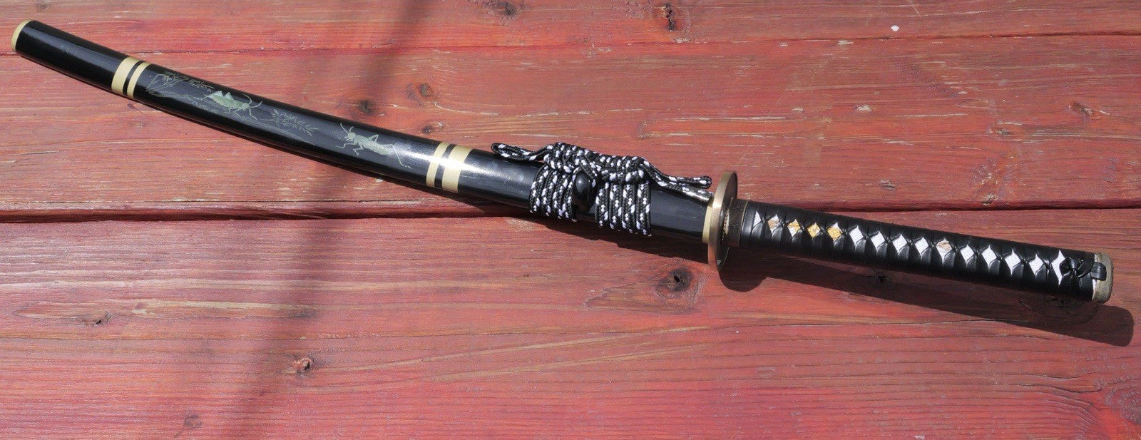 41" GRASSHOPPER SAMURAI Gold Blade Battle Ready Sharp Wood Scabbard Ornate Hilt