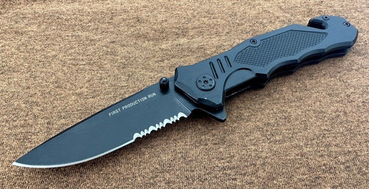 Rescue Tactical Pocket Knife Surgical Steel Glass Breaker Seat Belt Cutter 4.5”