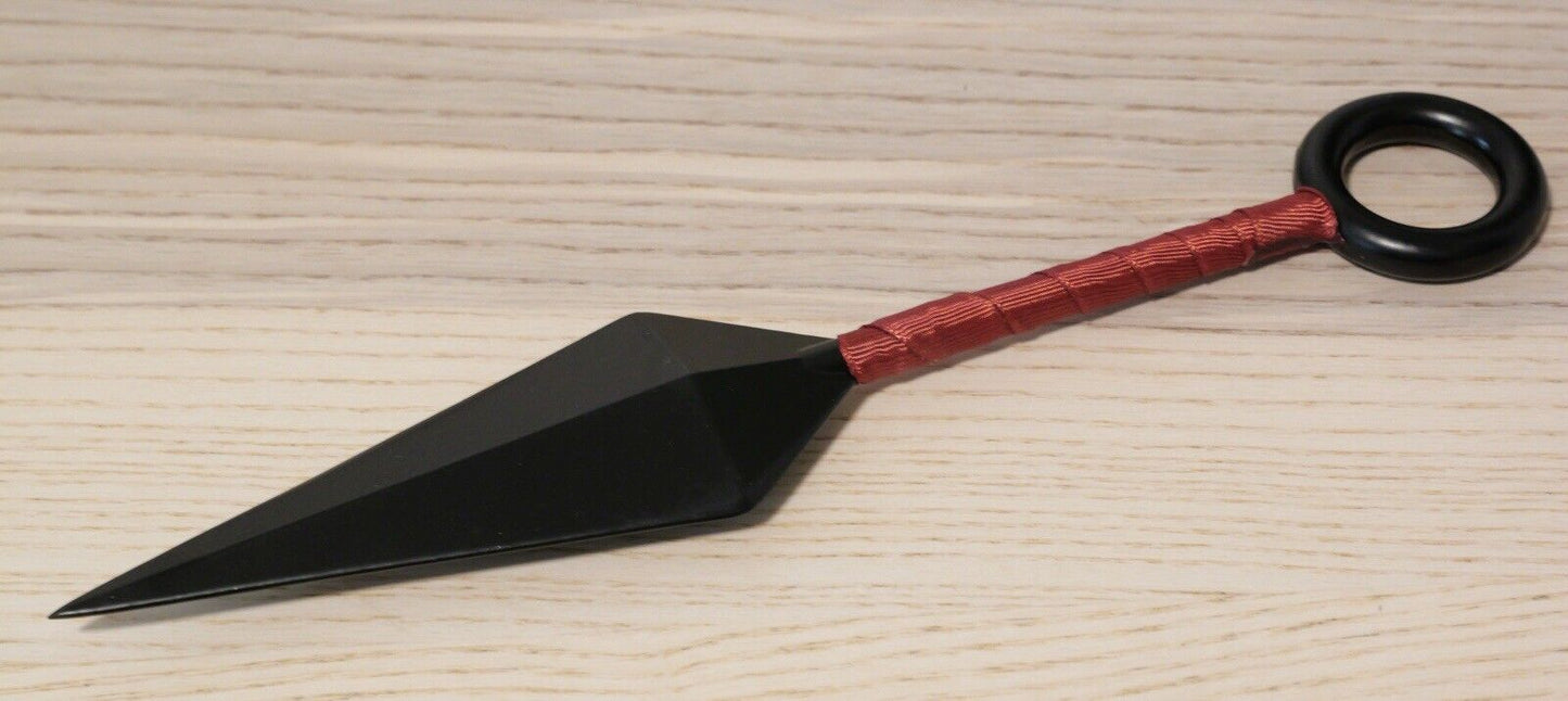 9” Naruto Kunai Throwing Knife Black Red Metal Heavy Duty