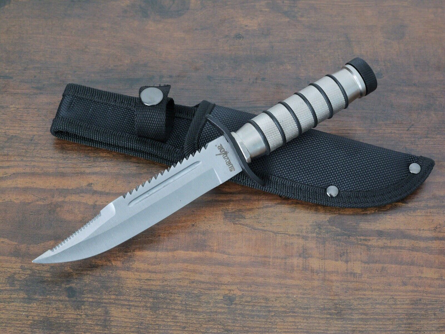 10” Survival Knife Bug Out Kit Metal Handle Waterproof Compartment Nylon Sheath 