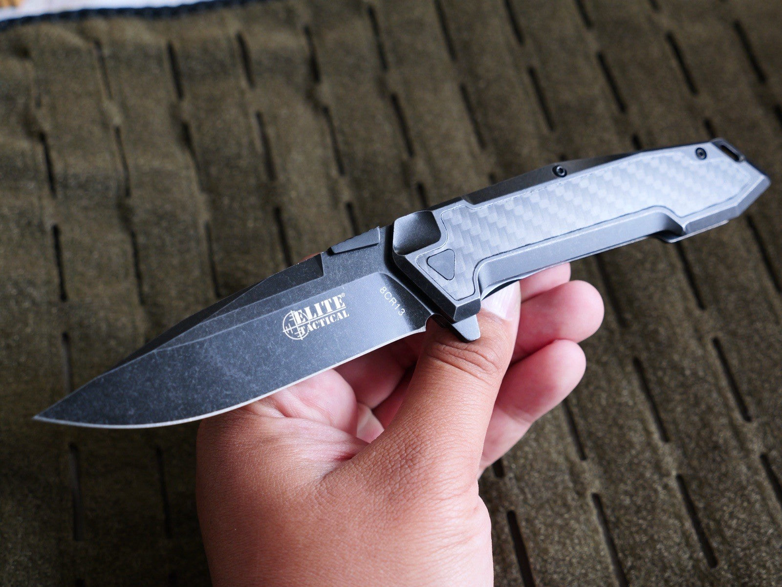 Premium Quality Pocket Knife Carbon Fiber 8cr13 Steel Ball Bearing Pivot Black