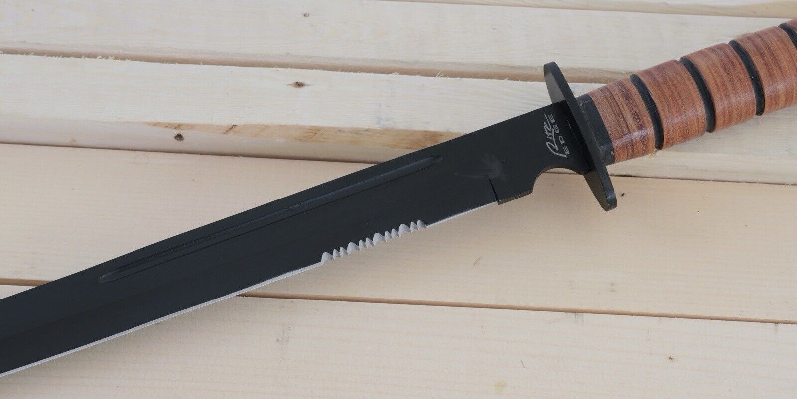 28” Combat Sword Tanto Full Tang Black USMC Style Serrated Sharp Stealth Black