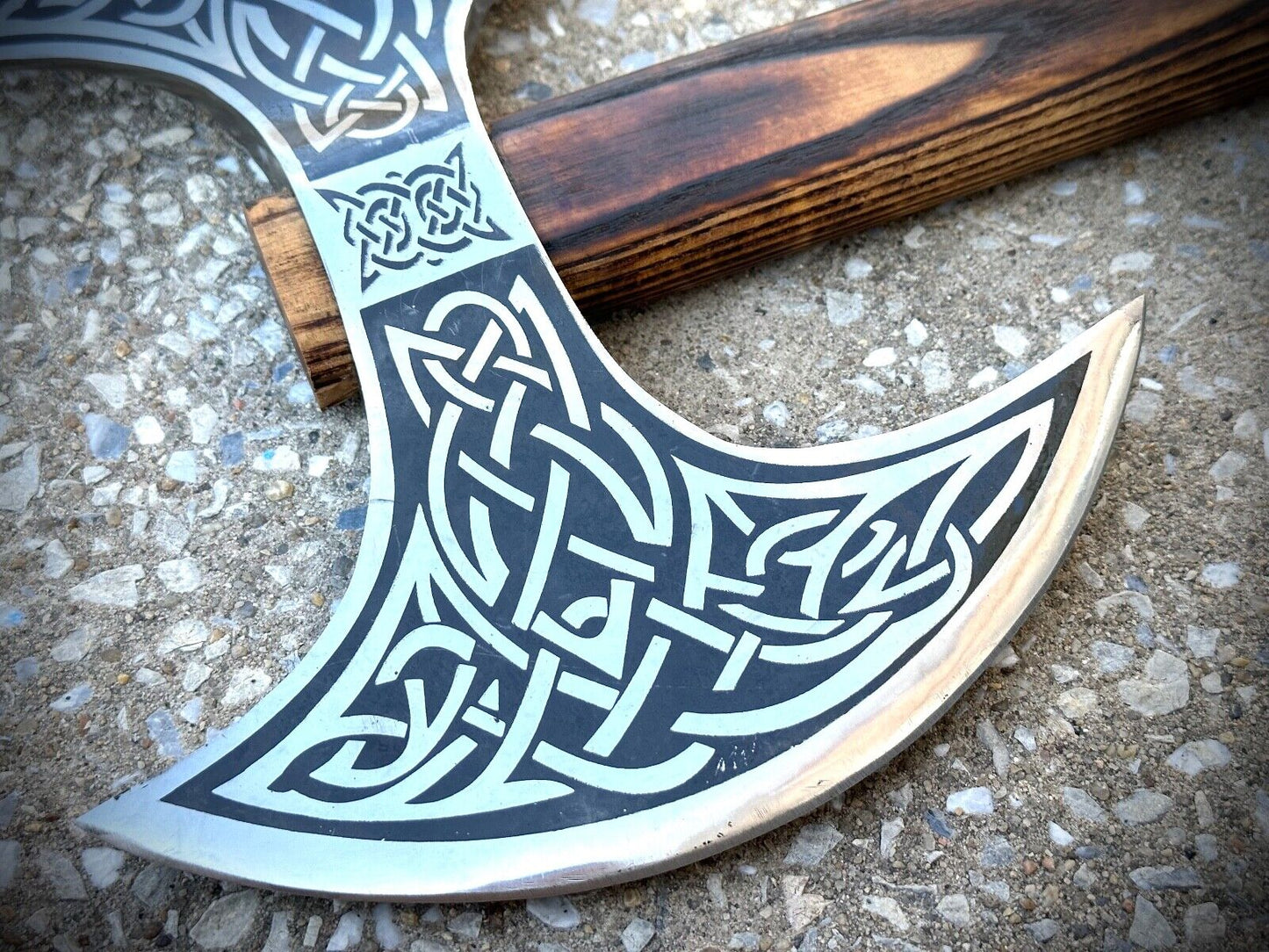 33" Battle Axe Double Edge Sharp Viking Medieval Celtic Sheath Thick Gauge