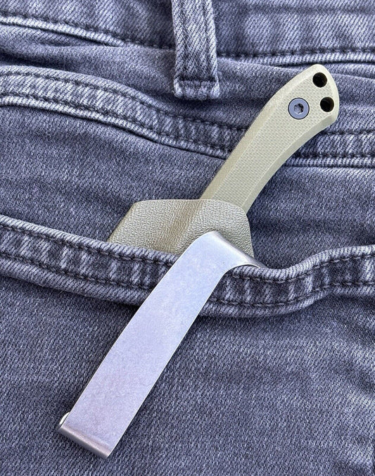 12cm Fixed Blade Knife Kydex Sheath Full Tang Back Pocket Clip Horizontal Carry