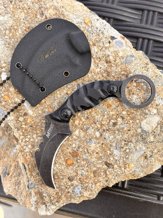 11cm Fixed Blade Knife Kydex Sheath Black Stonewash Sharp 4.5 Cm Blade