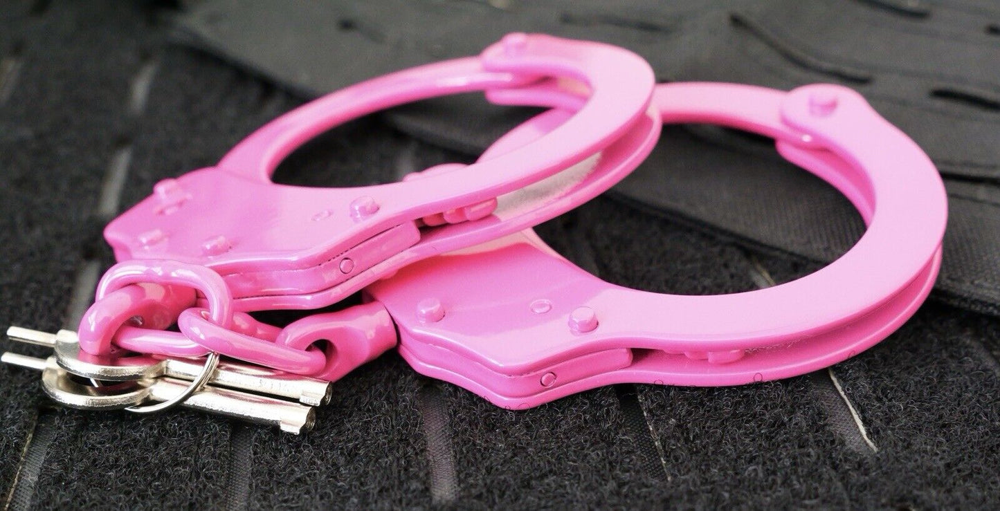 Pink Hand Cuffs Ladies Law Enforcement Security Heavy Duty Cuffs Pink Keys Lock