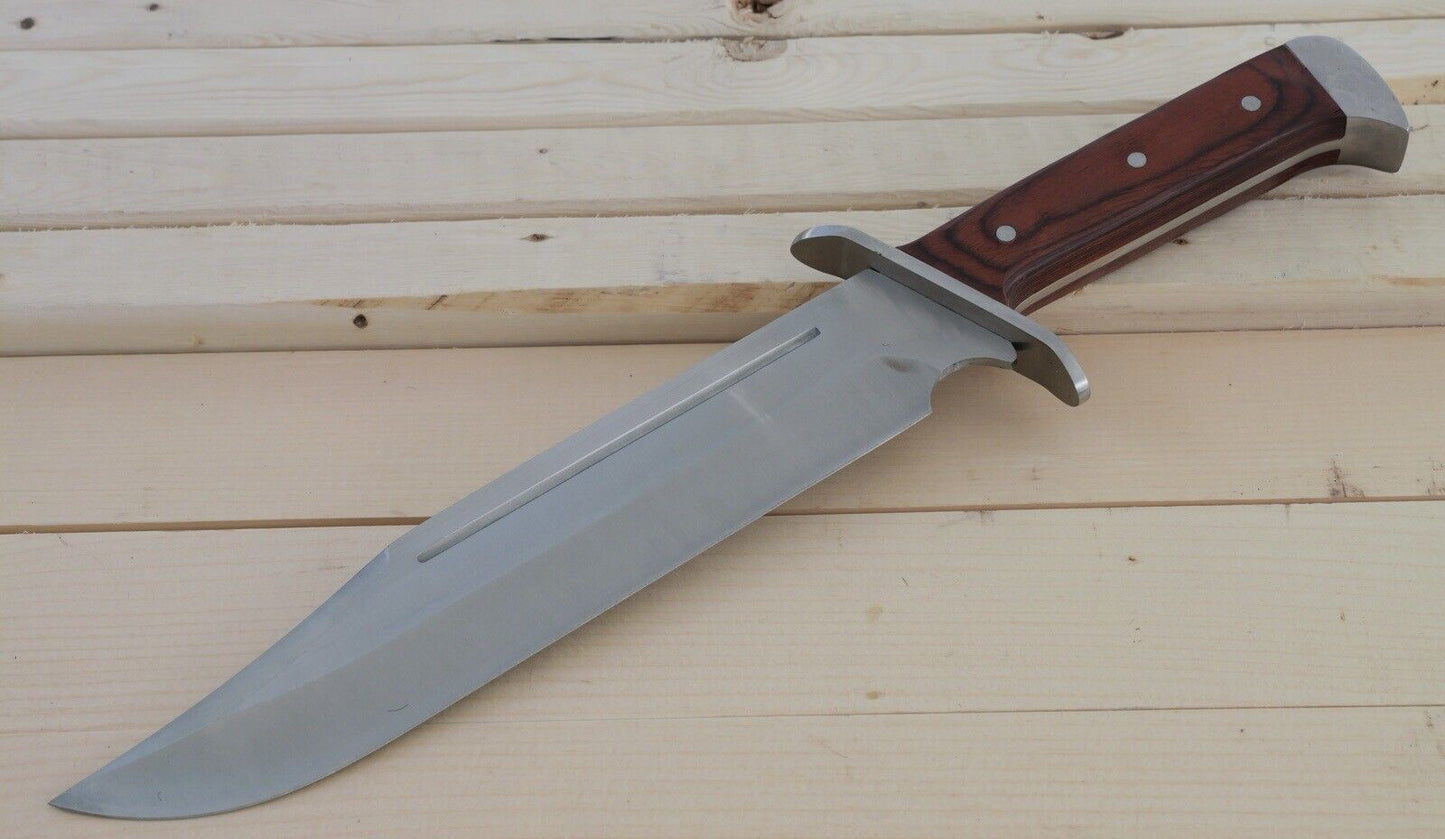 16” Bowie Knife Classic Mega XL Wood Handle Steel Hilt Sharp Wide Blade FullTang