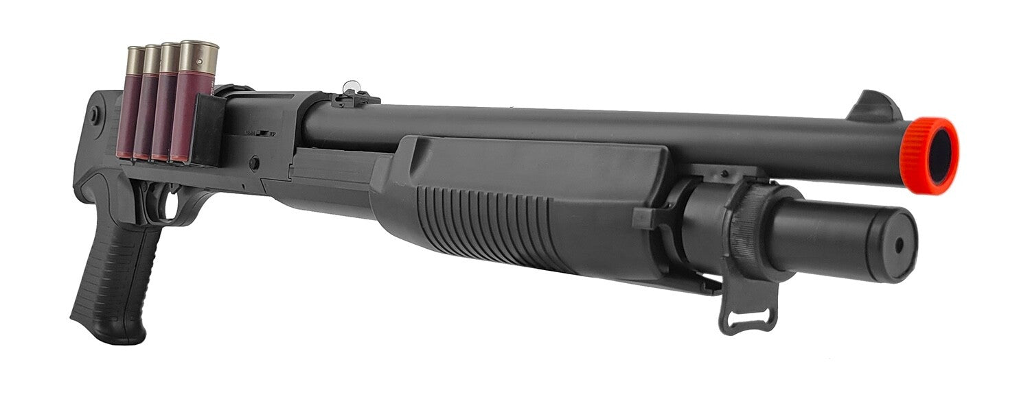 UKArms M183A1 Spring-Powered Airsoft Pump-Action Shotgun Black Imitation Shells