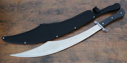 25” Scimitar Full Tang Wood Handle Nylon Sheath 18” Curved Blade Back Strap