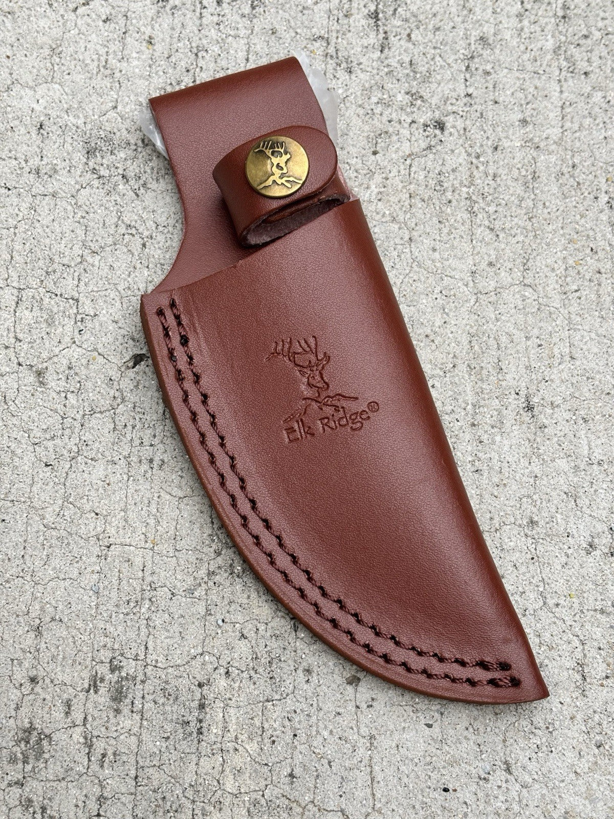 Elk Ridge Black Fixed Blade Knife with Wood Handle & Sheath – Durable & Sharp
