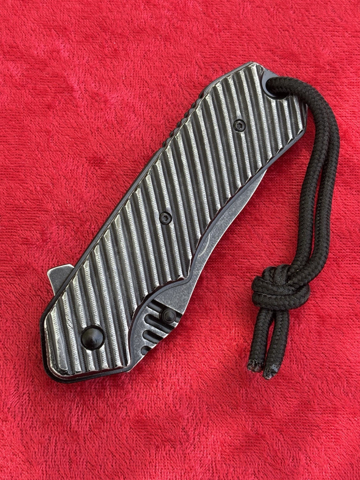 Full Size Pocket Knife Heavy Duty Black Spring Assist All Metal Extreme Grip Edc