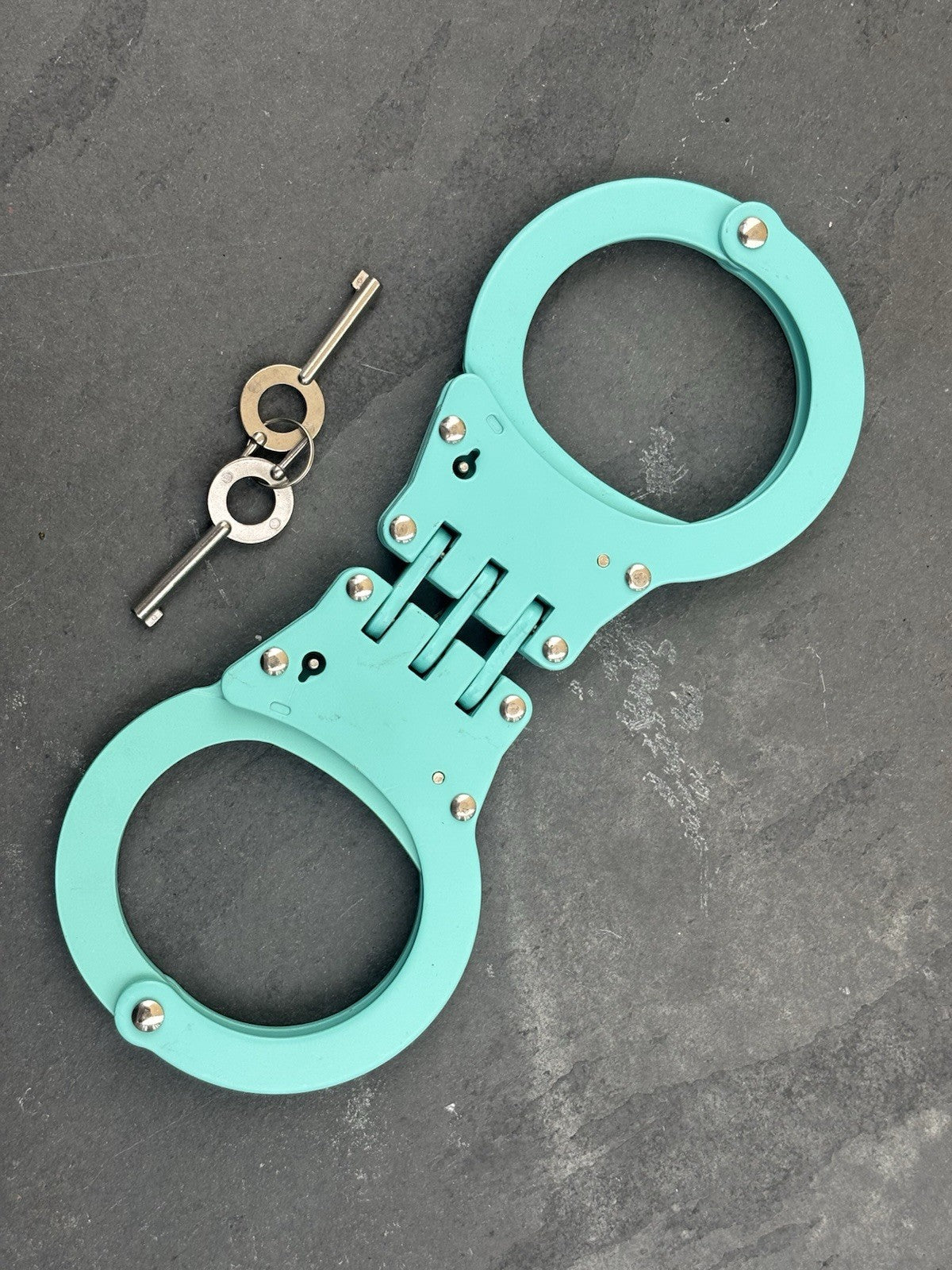 Blue Hand Cuffs Stealth Police Heavy Duty Hinge Handcuffs Nylon Sheath