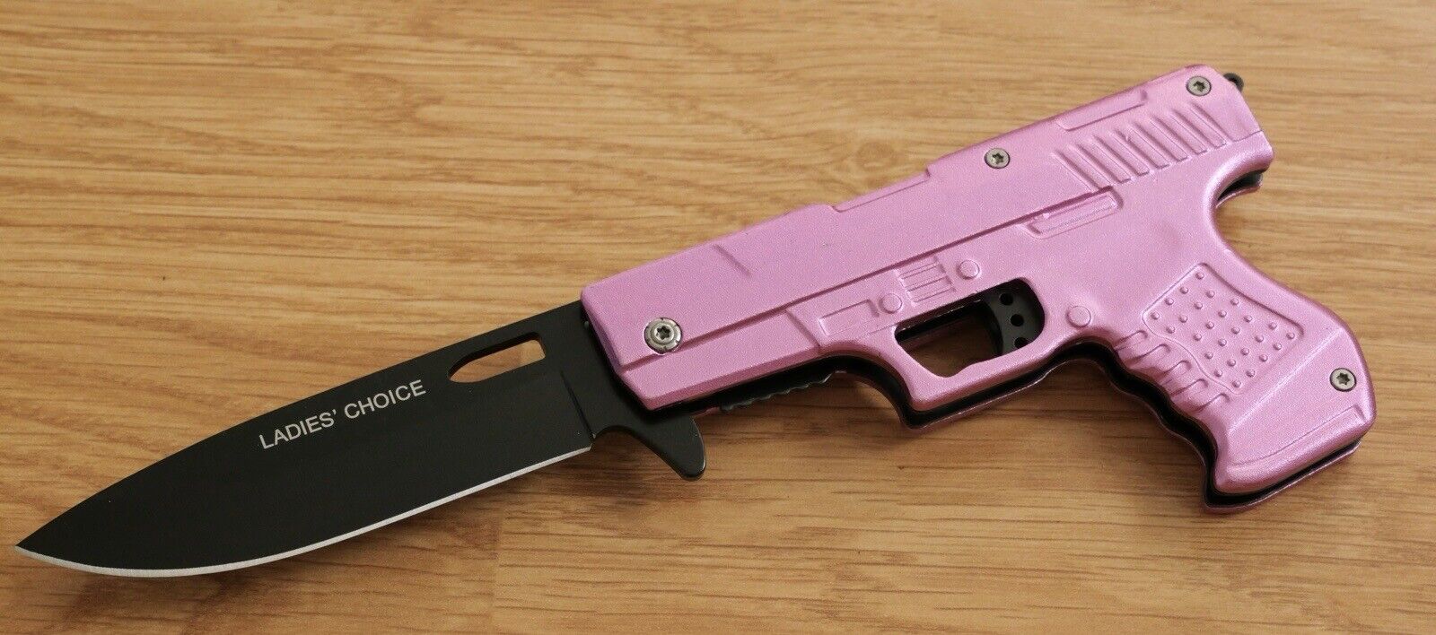 Folding Pocket Knife Pistol Design Pink Ladies Pocket Clip 3” Blade Sharp EDC