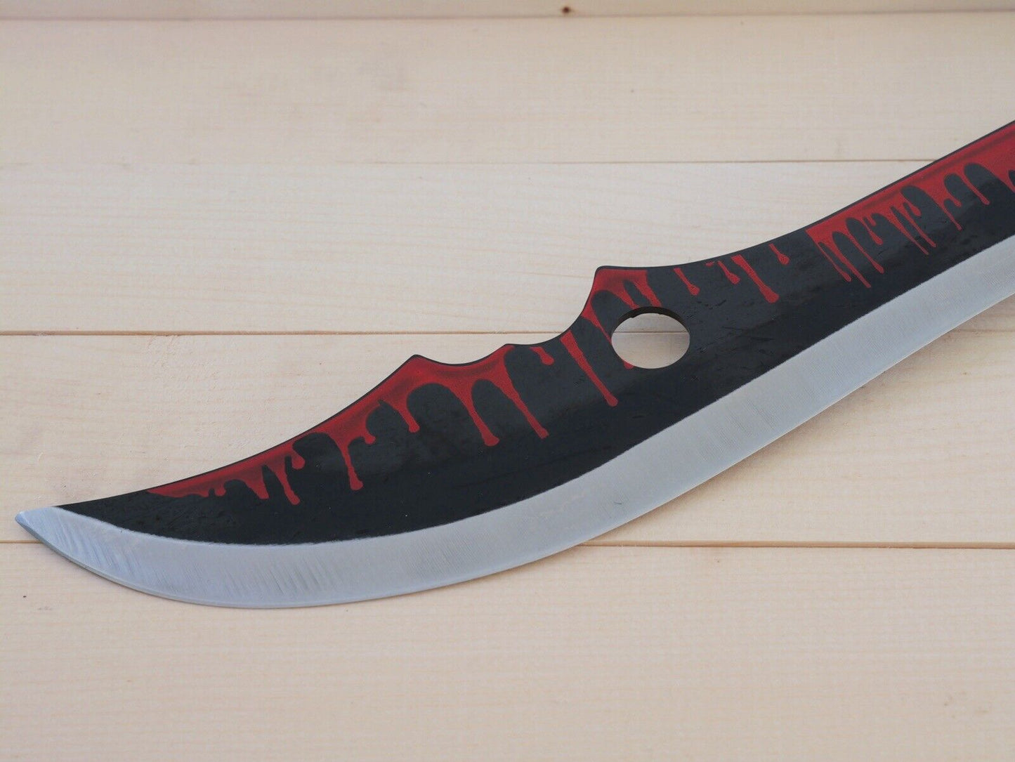 28” Zombie Machete Two Handed Full Tang Black Spear Sharp Sheath Back Strap