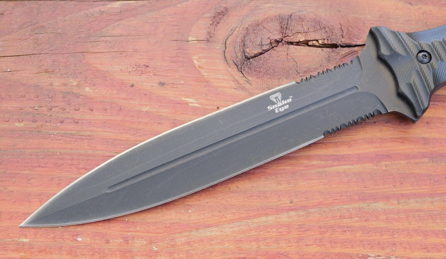 13” Fixed Blade Knife Black Spear Point Double Edge Full Tang Sharp Spear Point